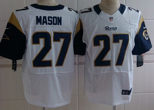 Men's St. Louis Rams #27 Tre Mason White Nik Elite Jersey