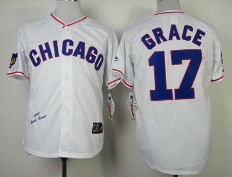 Men's Chicago Cubs #17 Matt Garza 1968 White Throwback Jersey