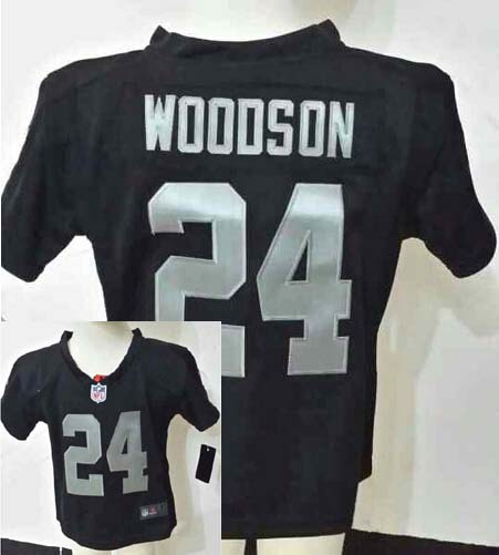 Toddler's Oakland Raiders #24 Charles Woodson Black Nik Football Jersey