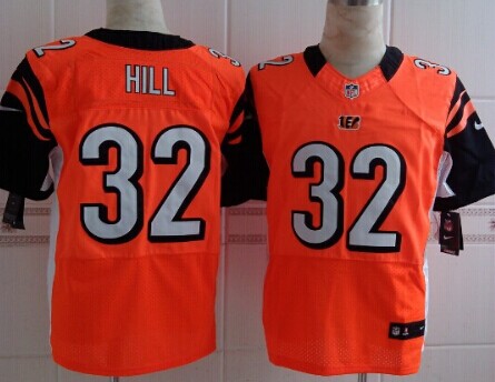 Men's Cincinnati Bengals #32 Jeremy Hill Orange Nik Elite Jersey