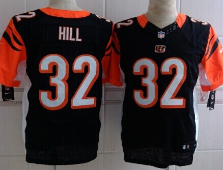 Men's Cincinnati Bengals #32 Jeremy Hill Black Nik Elite Jersey