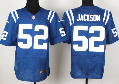 Men's Indianapolis Colts #52 D'Qwell Jackson Blue Nik Elite Jersey