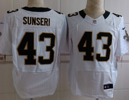 Men's New Orleans Saints #43 Vinnie Sunseri White Nik Elite Jersey