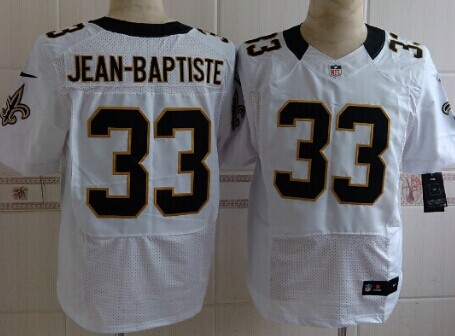 Men's New Orleans Saints #33 Stanley Jean-Baptiste White Nik Elite Jersey