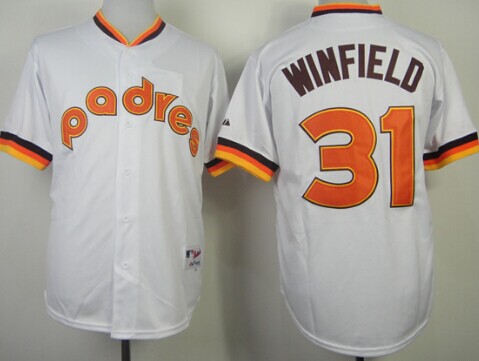 Men's San Diego Padres #31 Dave Winfield 1984 White Throwback Jersey