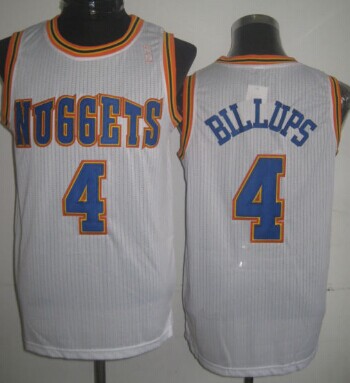 Men's Denver Nuggets #4 Chauncey Billups White Throwback Swingman Jersey