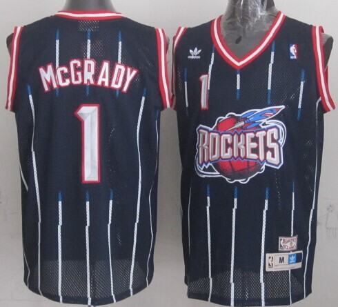 Mens Houston Rockets #1 Tracy McGrady ABA Hardwood Classic Swingman Navy Blue Jersey