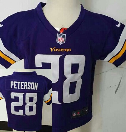Toddler's Minnesota Vikings #28 Adrian Peterson Purple Nik Football Jersey