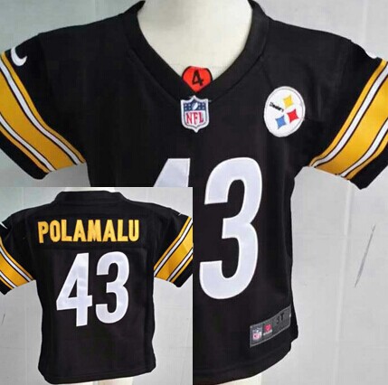 Toddler's Pittsburgh Steelers #43 Troy Polamalu Black Nik Football Jersey