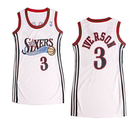 Women's Philadelphia 76ers #3 Allen Iverson Revolution 30 White Dress