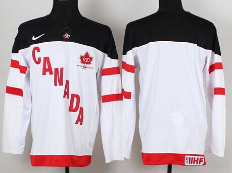 Men's Team Canada 1914-2014 Blank White 100TH Jersey