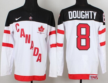 Men's Team Canada 1914-2014 #8 Drew Doughty White 100TH Jersey