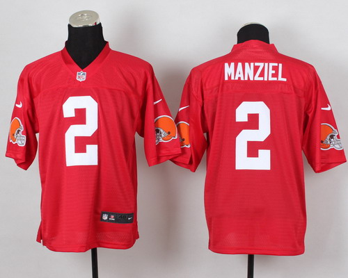 Men's Cleveland Browns #2 Johnny Manziel 2014 QB Red Nik Elite Jersey