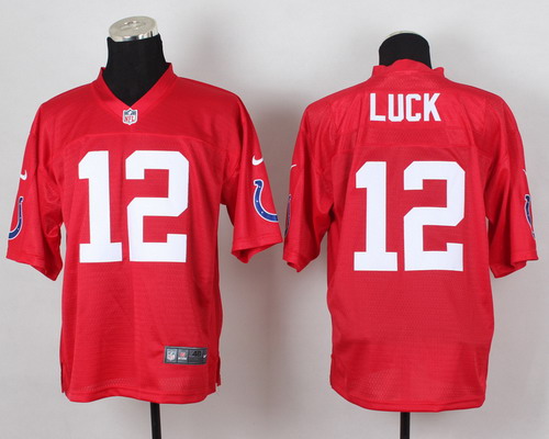 Men's Indianapolis Colts #12 Andrew Luck 2014 QB Red Nik Elite Jersey
