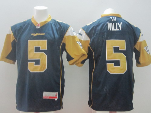 CFL Winnipeg Blue Bombers #5 Drew Willy Navy Blue Jersey