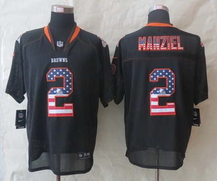 Men's Cleveland Browns #2 Johnny Manziel 2014 USA Flag Fashion Black Nik Elite Jerseys