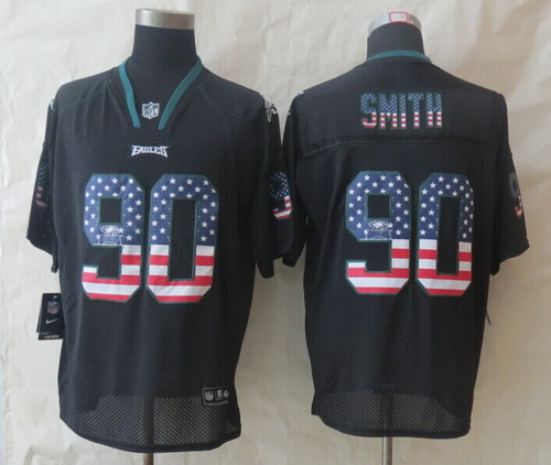 Men's Philadelphia Eagles #90 Marcus Smith 2014 USA Flag Fashion Black Nik Elite Jerseys