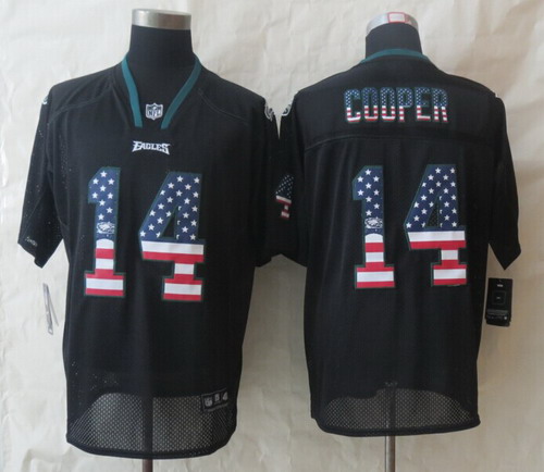 Men's Philadelphia Eagles #14 Riley Cooper 2014 USA Flag Fashion Black Nik Elite Jerseys