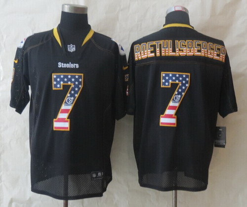 Men's Pittsburgh Steelers #7 Ben Roethlisberger 2014 USA Flag Fashion Black Nik Elite Jerseys