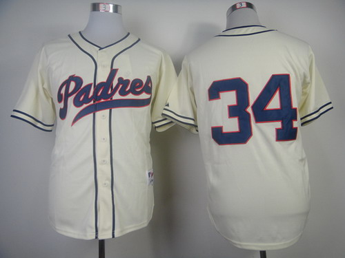 Men's San Diego Padres Retired Player #34 Rollie Fingers 1948 Cream Jersey