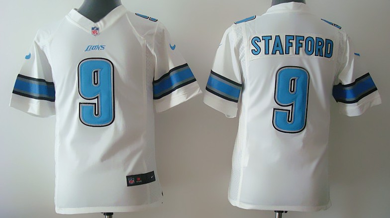 Kid's Detroit Lions #9 Matthew Stafford White Nik Game Team Jersey