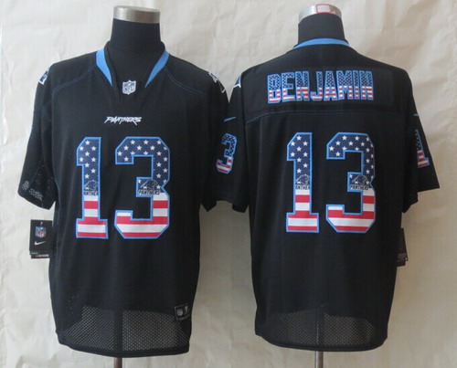 Men's Carolina Panthers #13 Kelvin Benjamin 2014 USA Flag Fashion Black Nik Elite Jerseys