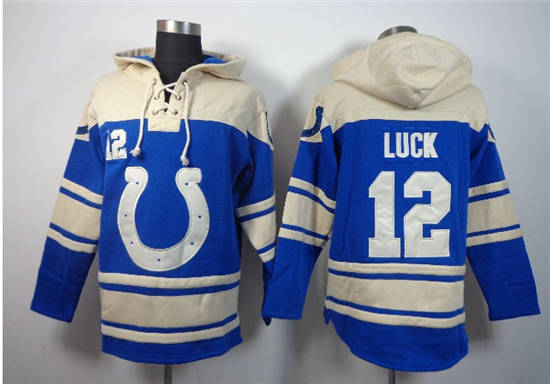 NFLPLAYERS Indianapolis Colts #12 Andrew Luck BLue Hoody
