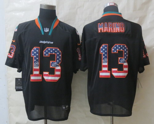 Men's Miami Dolphins #13 Dan Marino 2014 USA Flag Fashion Black Nik Elite Jerseys