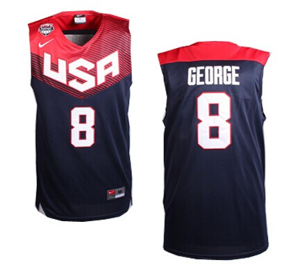 Men's 2014 FIBA Team USA Basketball Jersey  #8 Paul George Navy blue