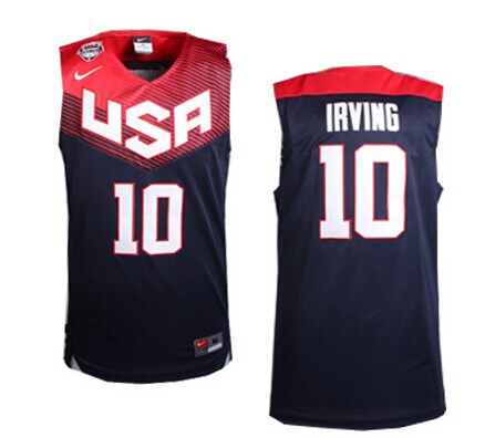 Men's 2014 FIBA Team USA Basketball Jersey #10 Kyrie Irving Navy blue