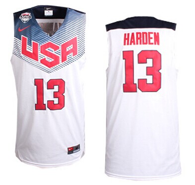 Men's 2014 FIBA Team USA Basketball Jersey  #13 James Harden White