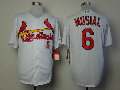 Men's St. Louis Cardinals #6 Stan Musial White Throwback Cool Base Jersey