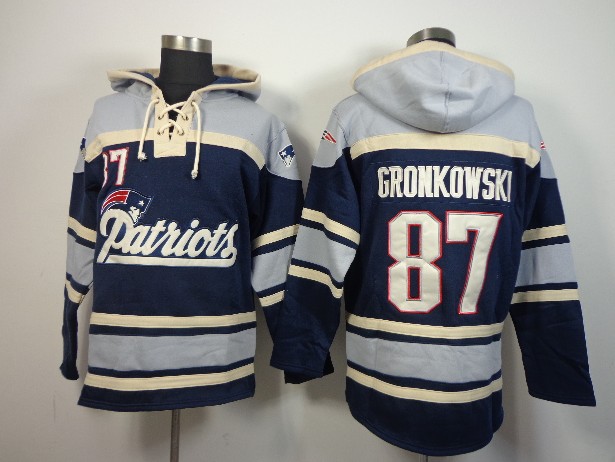NFLPLAYERS New England Patriots #87 Rob Gronkowski Blue Hoody