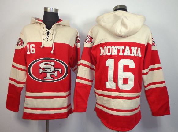 NFLPLAYERS San Francisco 49ers #16 Joe Montana Red Hoody