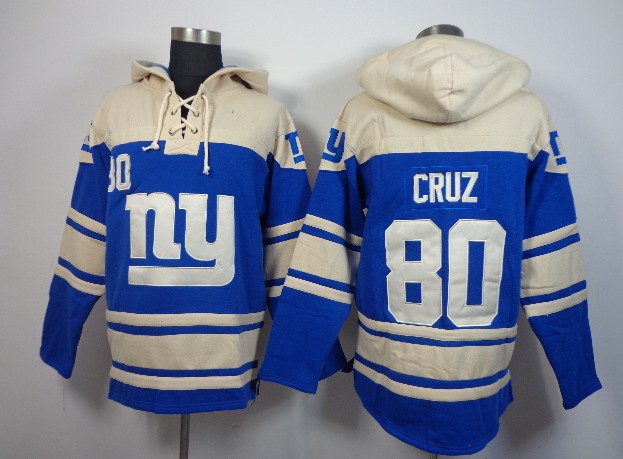 NFLPLAYERS New York Giants #80 Victor Cruz Blue Hoody