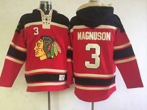 Chicago Blackhawks #3 Keith Magnuson Red Old Time Hockey hoodies