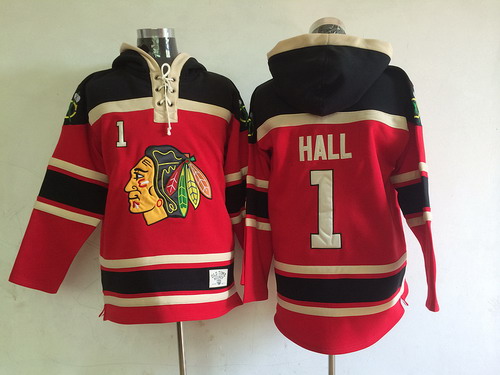 Chicago Blackhawks #1 Glenn Hall Red Old Time Hockey hoodies