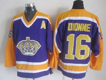 Men's Los Angeles Kings #16 Marcel Dionne Purple With Yellow Throwback CCM Jersey