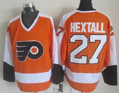 Men's Philadelphia Flyers #27 Ron Hextall Orange CCM Vintage Throwback Away NHL Hockey Jersey