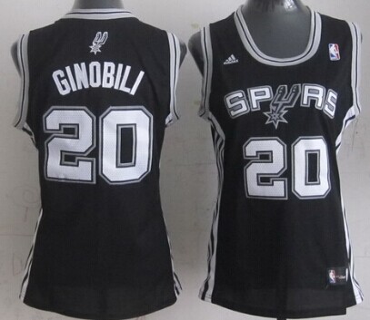 Women's San Antonio Spurs #20 Manu Ginobili Black Jersey