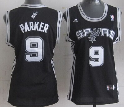 Women's San Antonio Spurs #9 Tony Parker Black Jersey