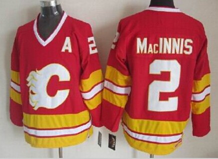 Men's Calgary Flames #2 Al MacInnis 1989 Red CCM Vintage Throwback Jersey