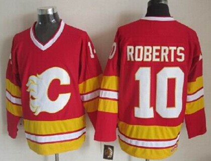 Men's Calgary Flames #10 Gary Roberts 1989 Red CCM Vintage Throwback Jersey