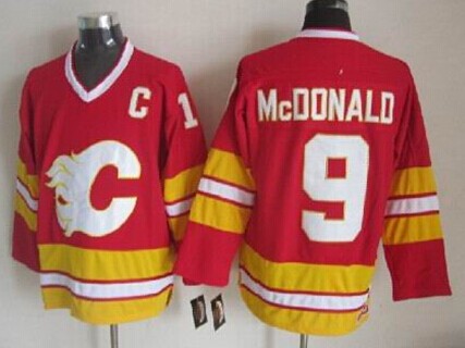 Men's Calgary Flames #9 Lanny McDonald 1989 Red CCM Vintage Throwback Jersey