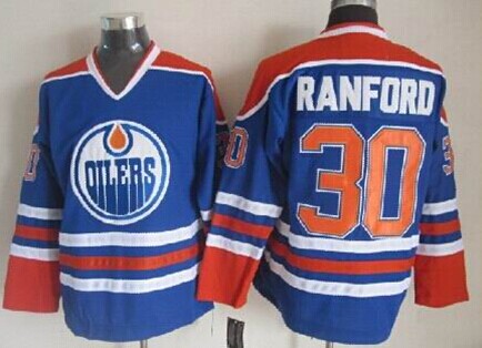Men's Edmonton Oilers #30 Bill Ranford Royal Blue Throwback CCM Jersey