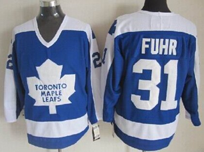 Men's Toronto Maple Leafs #31 Grant Fuhr Blue With White Throwback CCM Jersey