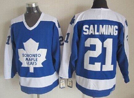 Men's Toronto Maple Leafs #21 Borje Salming Blue With White Throwback CCM Jersey