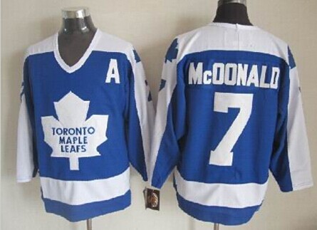 Men's Toronto Maple Leafs #7 Lanny McDonald Blue With White Throwback CCM Jersey