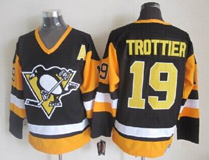 Men's Pittsburgh Penguins #19 Bryan Trottier Black Throwback 1980 