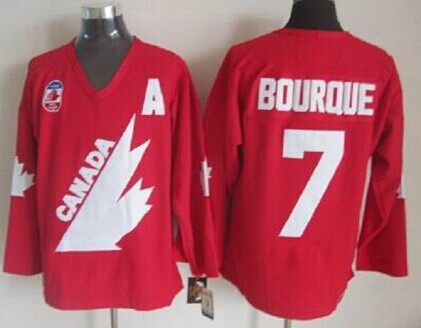 Men's Team Canada #7 Ray Bourque 1991 Olympic Red Throwback CCM Jersey